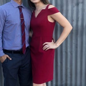 White House Black Market Red Dress (off shoulder peekaboo)